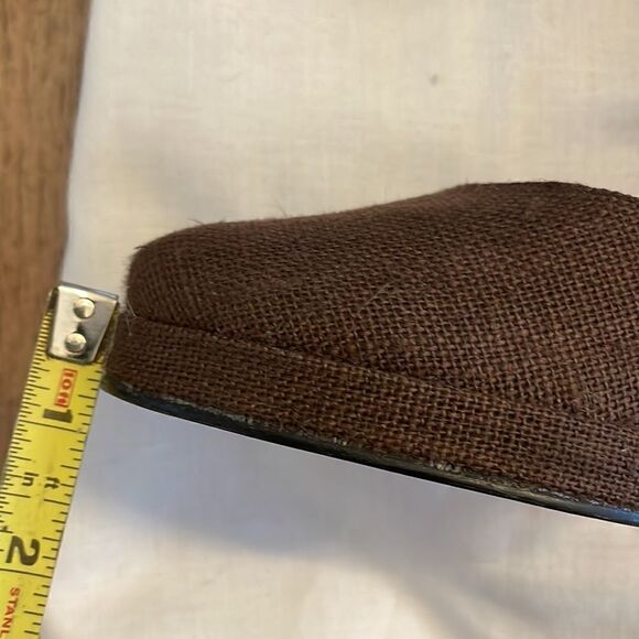 MICHAEL ABRAMS LINEN BROWN ANKLE STRAP HEELS. NEW - Picture 7 of 10